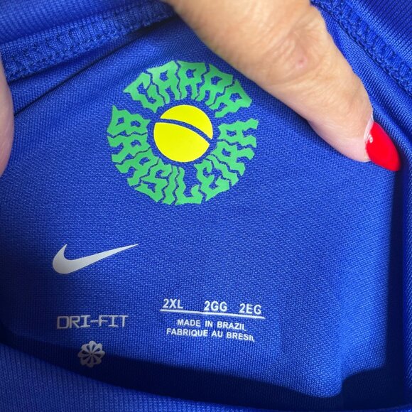 Brazil CBF 2022 Home Soccer Jersey 2XL Blue  & Green Nike Dri-FIT Short Sleeve - Picture 4 of 4